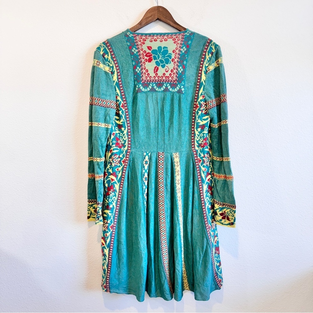 IVKO Boho Resort Embroidered Linen Long Jacket Duster Women’s Medium Artsy NWT